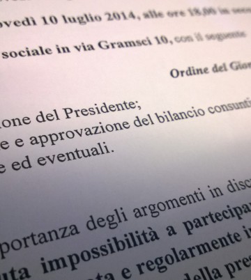 Convocazione assemblea 10 luglio 2014